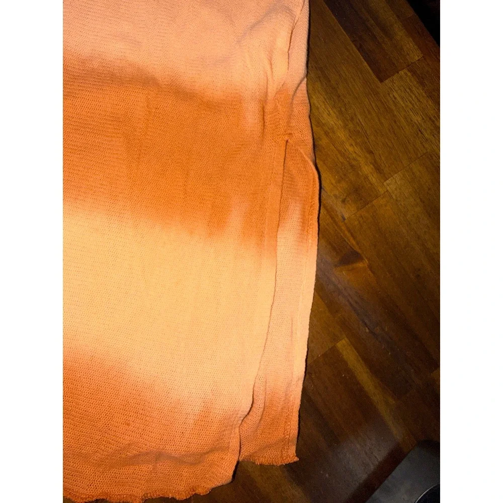 Free People We The Free Orange Ombre Knit Tank Top Medium Boho Raw Edge Maxi Tee
